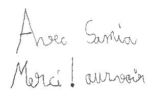 Texte écrit par un enfant : "Avec Samia Merci ! Aurvoir"